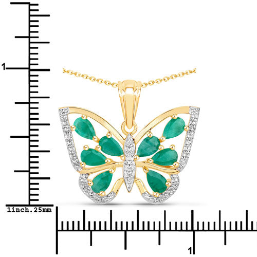 1.91 Carat Genuine Emerald and White Zircon .925 Sterling Silver Pendant on sale at MyriadMart