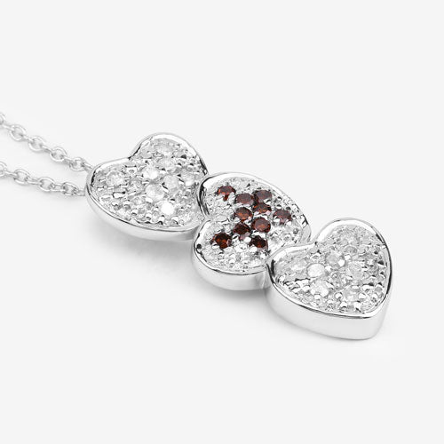 0.45 Carat Genuine Red Diamond and White Diamond .925 Sterling Silver Pendant on sale at MyriadMart