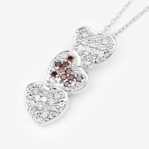 0.45 Carat Genuine Red Diamond and White Diamond .925 Sterling Silver Pendant on sale at MyriadMart