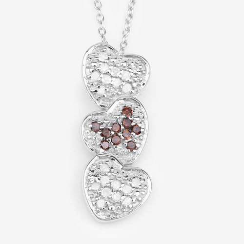 0.45 Carat Genuine Red Diamond and White Diamond .925 Sterling Silver Pendant on sale at MyriadMart