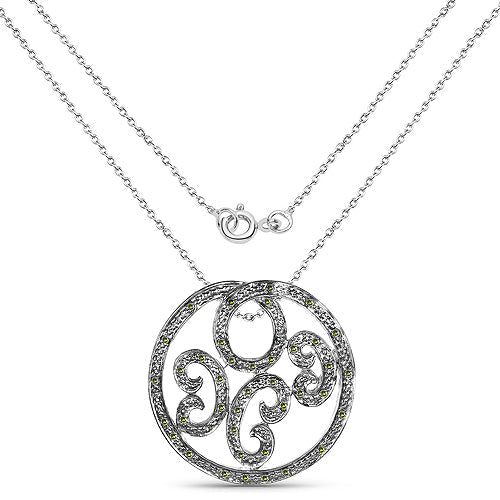 0.22 Carat Genuine Green Diamond .925 Sterling Silver Pendant on sale at MyriadMart