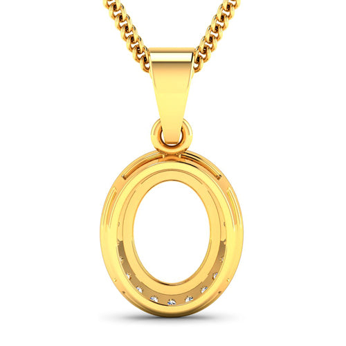 0.22 Carat Genuine White Diamond 14K Yellow Gold Semi Mount Pendant - holds 9x7mm Oval Gemstone on sale at MyriadMart