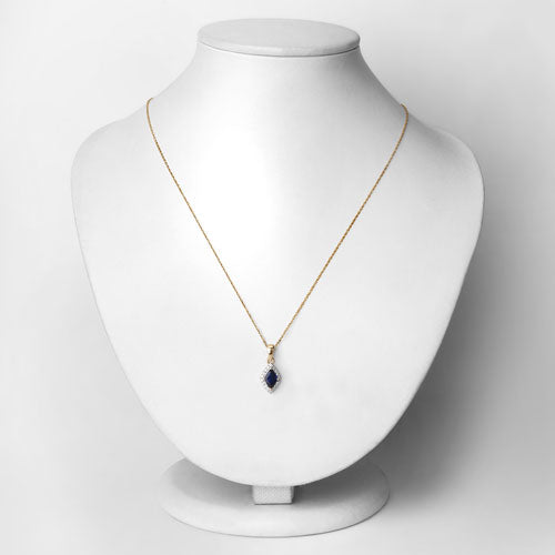 0.92 Carat Genuine Blue Sapphire and White Diamond 14K Yellow Gold Pendant on sale at MyriadMart