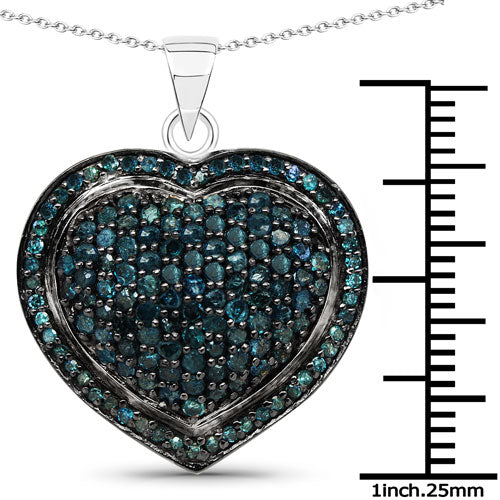 1.25 Carat Genuine Blue Diamond .925 Sterling Silver Pendant on sale at MyriadMart