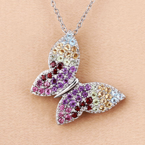 1.62 Carat Genuine Multi Stones .925 Sterling Silver Pendant on sale at MyriadMart
