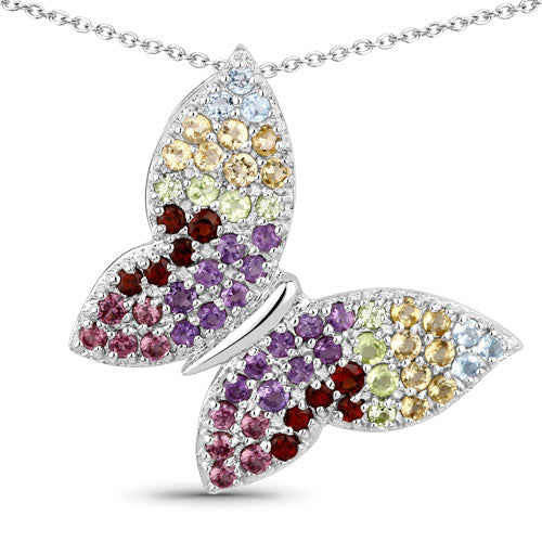 1.62 Carat Genuine Multi Stones .925 Sterling Silver Pendant on sale at MyriadMart