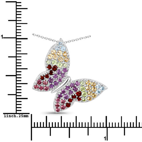 1.62 Carat Genuine Multi Stones .925 Sterling Silver Pendant on sale at MyriadMart
