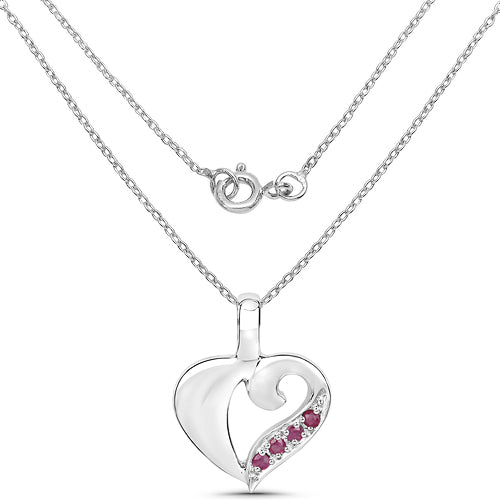 0.18 Carat Genuine Ruby .925 Sterling Silver Pendant on sale at MyriadMart