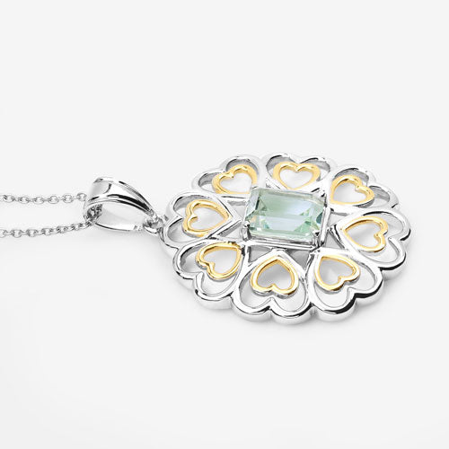 2.10 Carat Genuine Green Amethyst .925 Sterling Silver Pendant on sale at MyriadMart