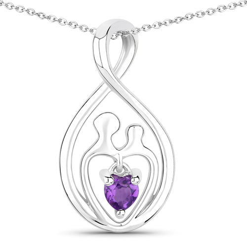 0.15 Carat Genuine Amethyst .925 Sterling Silver Pendant on sale at MyriadMart