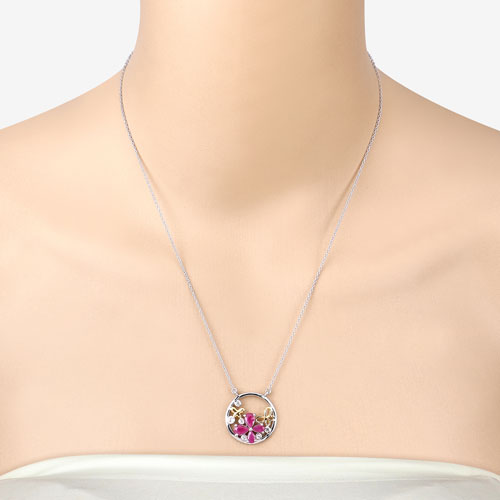1.47 Carat Genuine Ruby and White Topaz .925 Sterling Silver Pendant on sale at MyriadMart