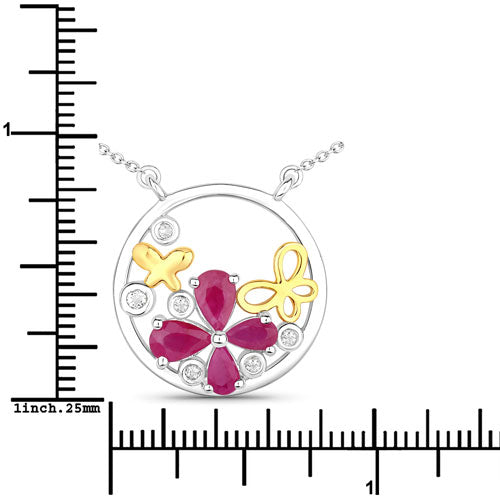 1.47 Carat Genuine Ruby and White Topaz .925 Sterling Silver Pendant on sale at MyriadMart