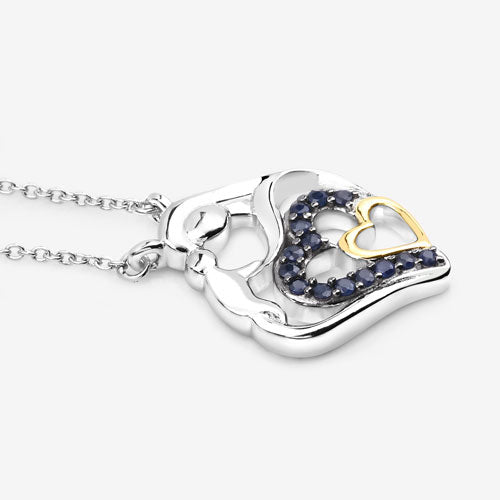 0.28 Carat Genuine Blue Sapphire .925 Sterling Silver Pendant on sale at MyriadMart