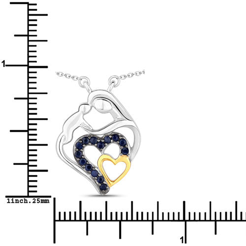 0.28 Carat Genuine Blue Sapphire .925 Sterling Silver Pendant on sale at MyriadMart