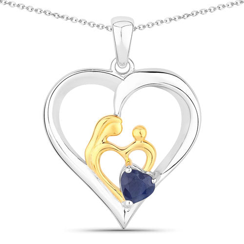 0.50 Carat Genuine Blue Sapphire .925 Sterling Silver Pendant on sale at MyriadMart