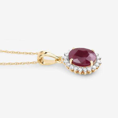 1.60 Carat Genuine Ruby and White Diamond 10K Yellow Gold Pendant on sale at MyriadMart