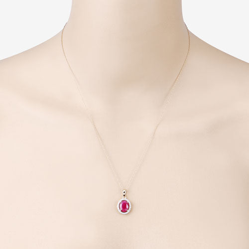 2.51 Carat Genuine Ruby and White Diamond 10K Yellow Gold Pendant on sale at MyriadMart