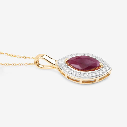 1.52 Carat Genuine Ruby and White Diamond 10K Yellow Gold Pendant on sale at MyriadMart