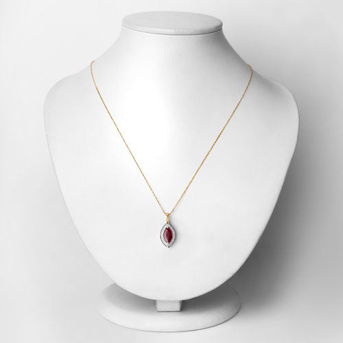 1.52 Carat Genuine Ruby and White Diamond 10K Yellow Gold Pendant on sale at MyriadMart