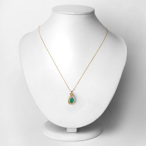 1.18 Carat Genuine Zambian Emerald and White Diamond 10K Yellow Gold Pendant on sale at MyriadMart