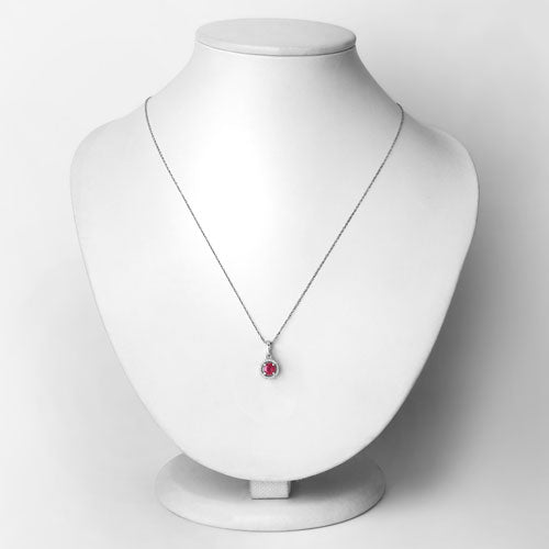 0.62 Carat Genuine Ruby and White Diamond 14K White Gold Pendant on sale at MyriadMart