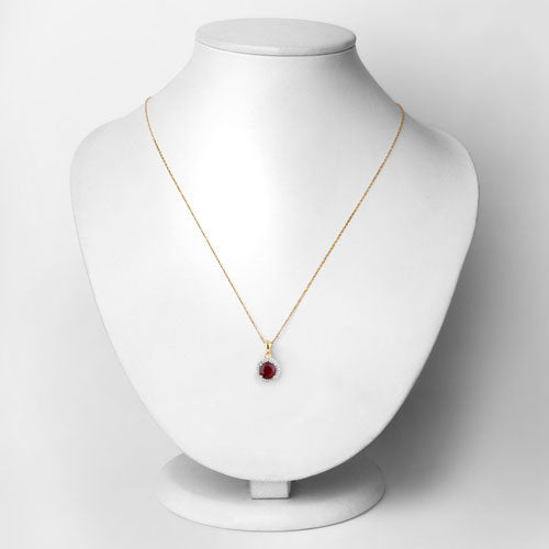 1.49 Carat Genuine Ruby and White Diamond 14K Yellow Gold Pendant on sale at MyriadMart