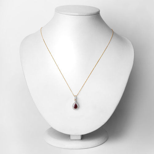 1.01 Carat Genuine Ruby and White Diamond 14K Yellow Gold Pendant on sale at MyriadMart