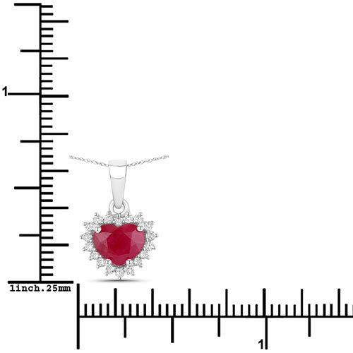 1.48 Carat Genuine Ruby and White Diamond 14K White Gold Pendant on sale at MyriadMart