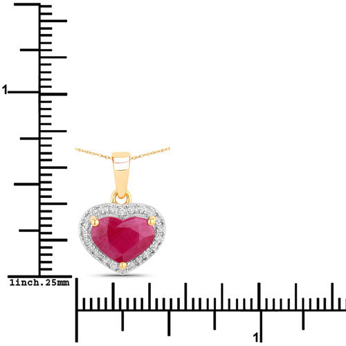 2.08 Carat Genuine Ruby and White Diamond 14K Yellow Gold Pendant on sale at MyriadMart