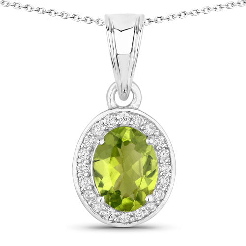 1.90 Carat Genuine Peridot and Lab Grown Diamond .925 Sterling Silver Pendant on sale at MyriadMart