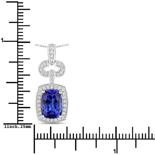 2.62 Carat Genuine Tanzanite and White Diamond 14K White Gold Pendant on sale at MyriadMart