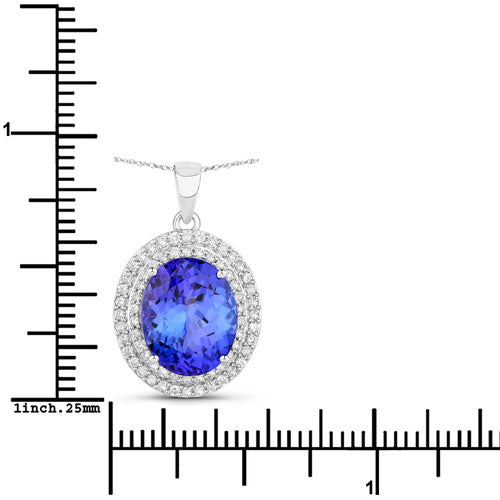 3.90 Carat Genuine Tanzanite and White Diamond 14K White Gold Pendant on sale at MyriadMart
