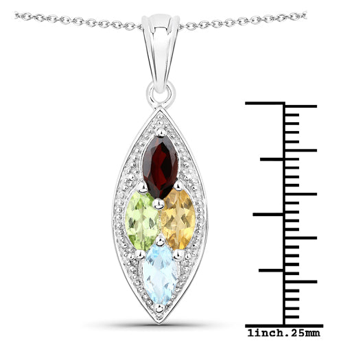 2.35 Carat Genuine Multi Stones .925 Sterling Silver Pendant on sale at MyriadMart