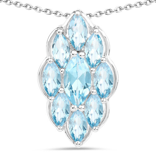 4.77 Carat Genuine Swiss Blue Topaz .925 Sterling Silver Pendant on sale at MyriadMart