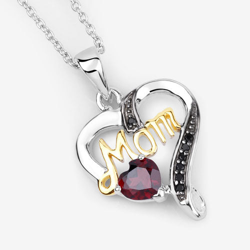 0.55 Carat Genuine Garnet and Black Spinel .925 Sterling Silver Pendant on sale at MyriadMart
