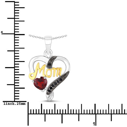 0.55 Carat Genuine Garnet and Black Spinel .925 Sterling Silver Pendant on sale at MyriadMart