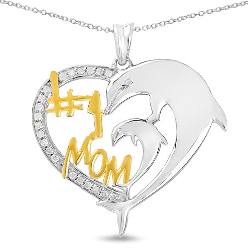 Two Tone Plated 0.14 Carat Genuine White Diamond .925 Sterling Silver Pendant on sale at MyriadMart