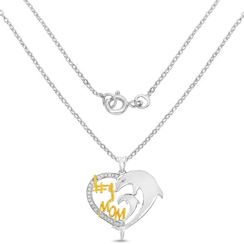Two Tone Plated 0.14 Carat Genuine White Diamond .925 Sterling Silver Pendant on sale at MyriadMart