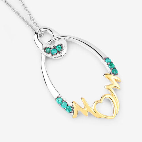 0.15 Carat Genuine Emerald .925 Sterling Silver Pendant on sale at MyriadMart