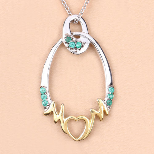 0.15 Carat Genuine Emerald .925 Sterling Silver Pendant on sale at MyriadMart