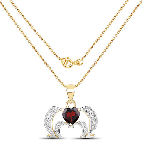 14K Yellow Gold Plated 1.05 Carat Genuine Garnet and White Topaz .925 Sterling Silver Pendant on sale at MyriadMart