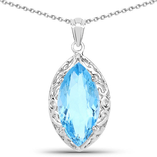 8.22 Carat Genuine Swiss Blue Topaz .925 Sterling Silver Pendant on sale at MyriadMart