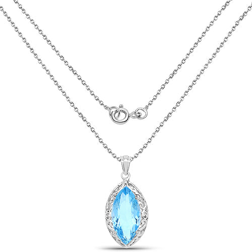 8.22 Carat Genuine Swiss Blue Topaz .925 Sterling Silver Pendant on sale at MyriadMart