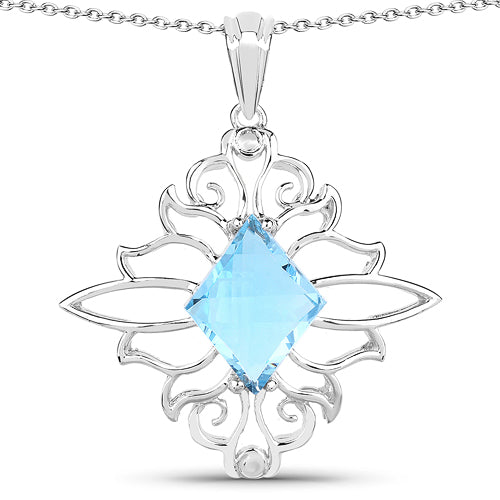 5.15 Carat Genuine Swiss Blue Topaz .925 Sterling Silver Pendant on sale at MyriadMart