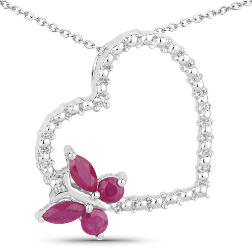 0.52 Carat Genuine Ruby and Created White Sapphire .925 Sterling Silver Pendant on sale at MyriadMart