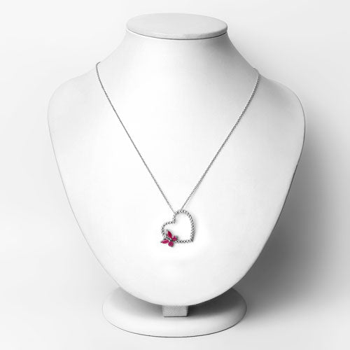 0.52 Carat Genuine Ruby and Created White Sapphire .925 Sterling Silver Pendant on sale at MyriadMart