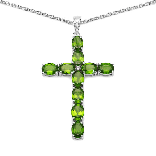 8.32 Carat Genuine Peridot and White Topaz .925 Sterling Silver Pendant on sale at MyriadMart