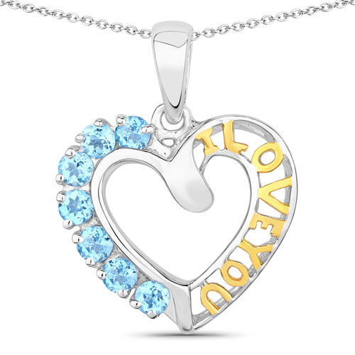 0.84 Carat Genuine Swiss Blue Topaz .925 Sterling Silver Pendant on sale at MyriadMart