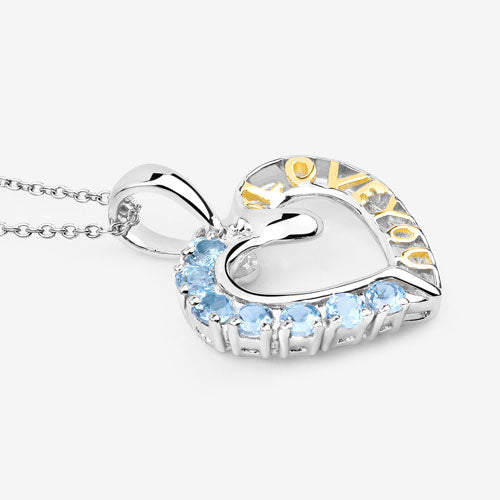 0.84 Carat Genuine Swiss Blue Topaz .925 Sterling Silver Pendant on sale at MyriadMart
