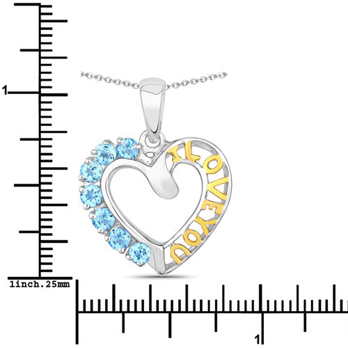 0.84 Carat Genuine Swiss Blue Topaz .925 Sterling Silver Pendant on sale at MyriadMart